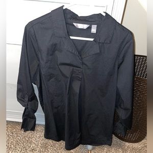 🆕 Martha Stewart Stretch Poplin Blouse with Split V-Neck V-Neck